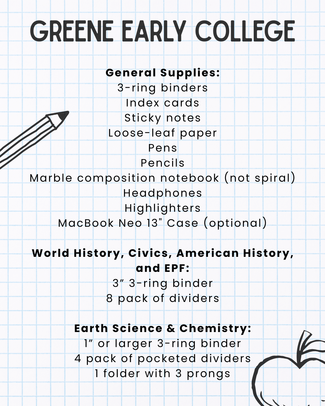 2026-2027 School Supply List
